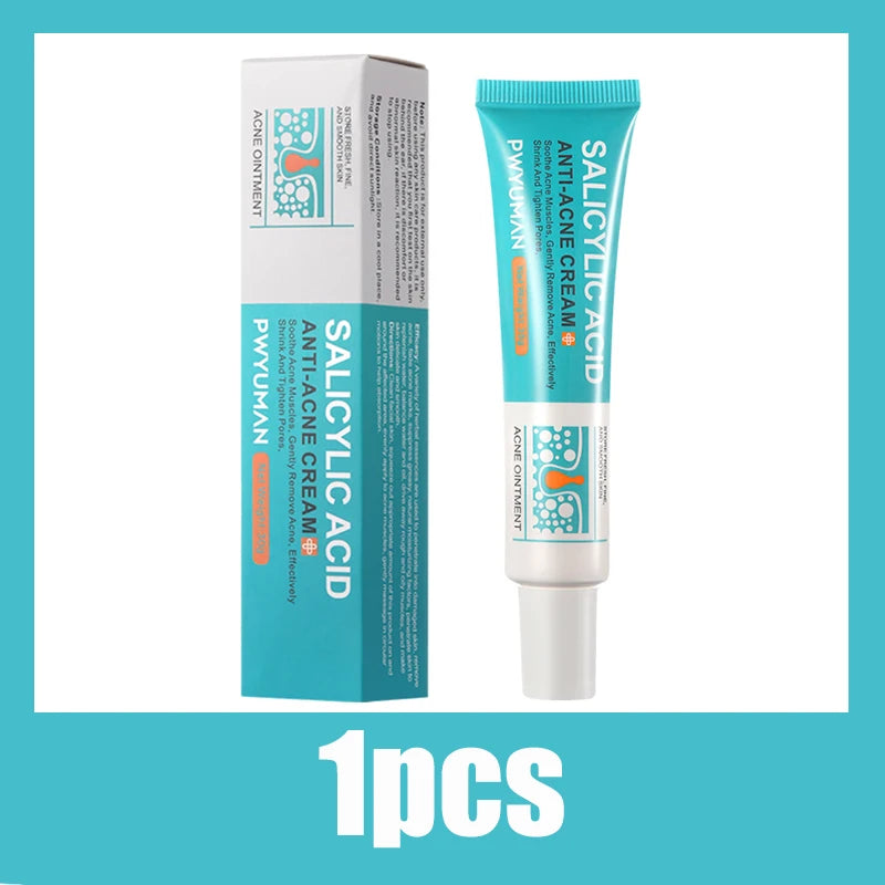 Crème Anti-Acné à l'Acide Salicylique Réparation Anti-Acné Rougeurs Boutons Nettoyage Profond des Pores Contrôle du Sébum Hydratation Soin de la Peau